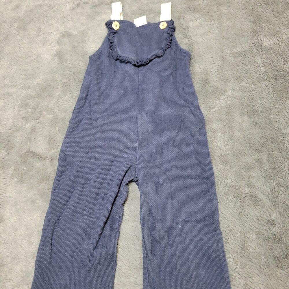Zara Baby Overalls Girls 2/3 Jumpsuit Blue Sleeveless Ruffle Top Comfort Stretch